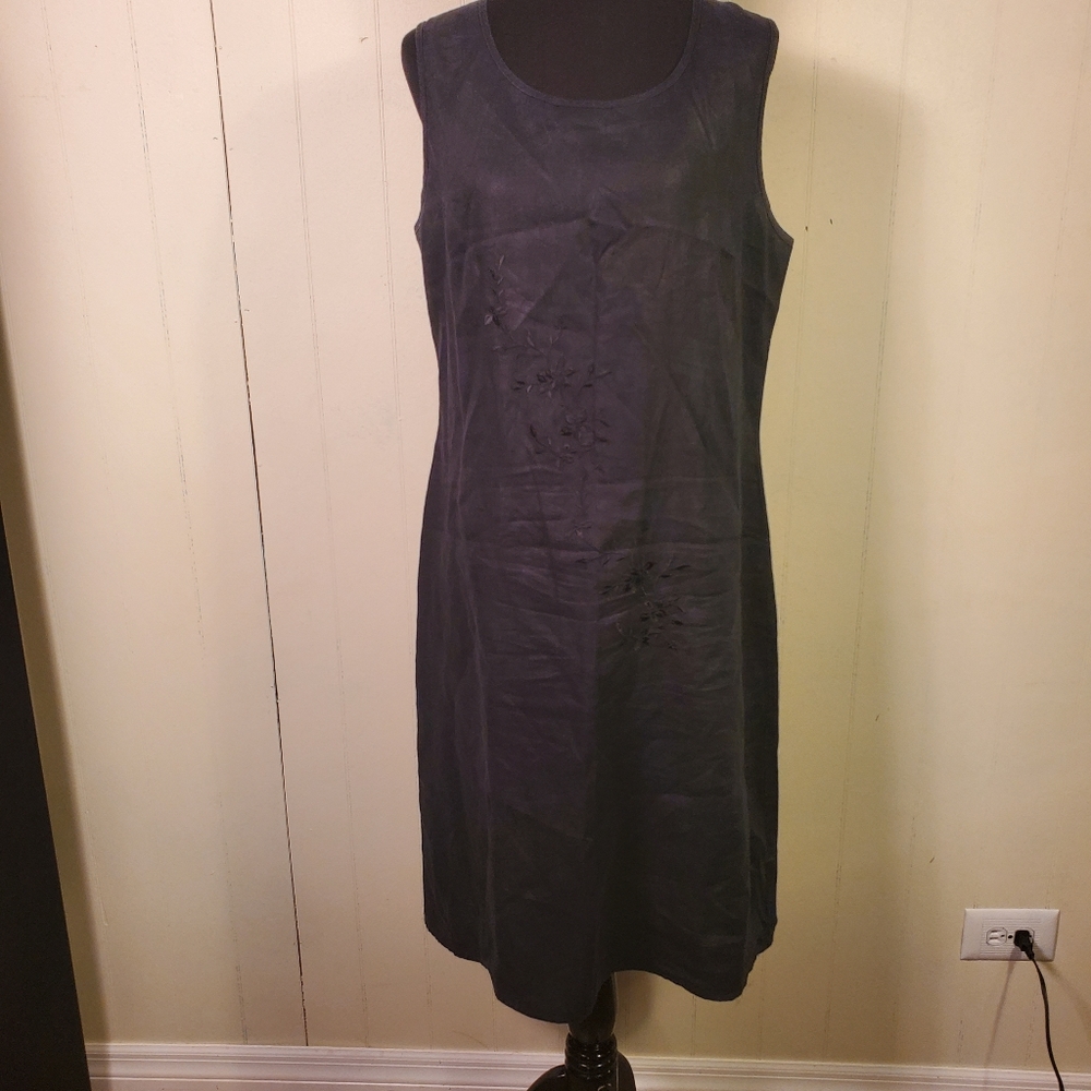 Apostrophe 100% Linen LBD Sleeveless  Midi Dress Embroidery & Eyelet L